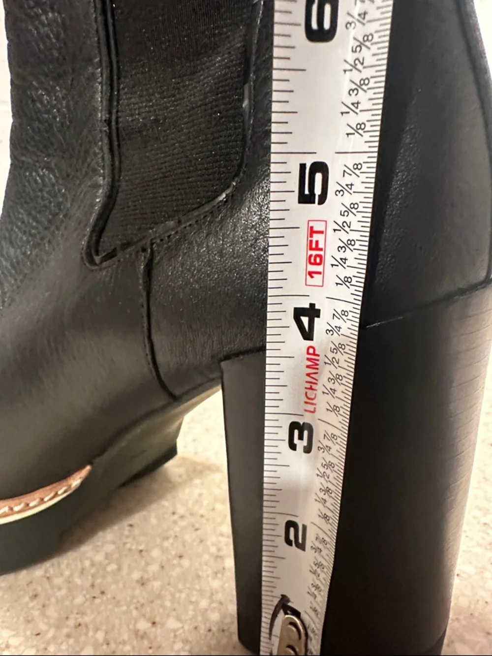 New Tory Burch Black Genuine Leather Chelsea Pull On Heeled Boot Rugged Sole 8